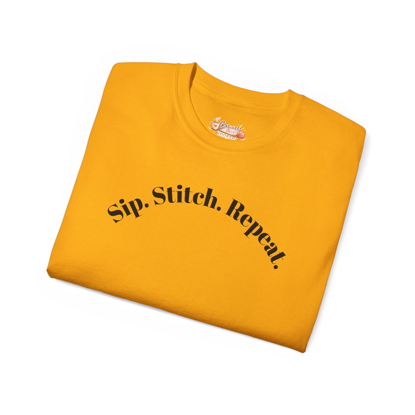 Sip. Stitch. Repeat.™ Shirt – Crochet & Knitting Lover Vintage Tee | Yarn Lover Gift | Cozy Crafter T-Shirt