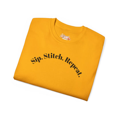 Sip. Stitch. Repeat.™ Shirt – Crochet & Knitting Lover Vintage Tee | Yarn Lover Gift | Cozy Crafter T-Shirt