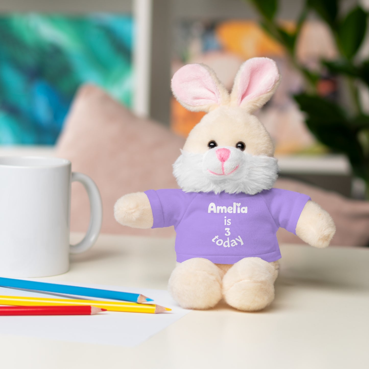 Personalized Birthday Plush Animal – Custom Name & Age Teddy, Bunny, Lion, Panda Gift for Kids