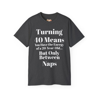 Turning 40 Means Naps Funny Shirt – 40th Birthday Humor Tee for Women | Turning 40 Gift Idea