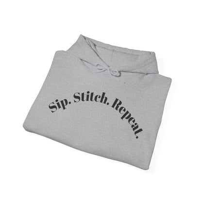 Sip. Stitch. Repeat.™ Hoodie – Cozy Crochet & Knitting Hoodie for Yarn Lovers | Crafting Pullover Sweatshirt