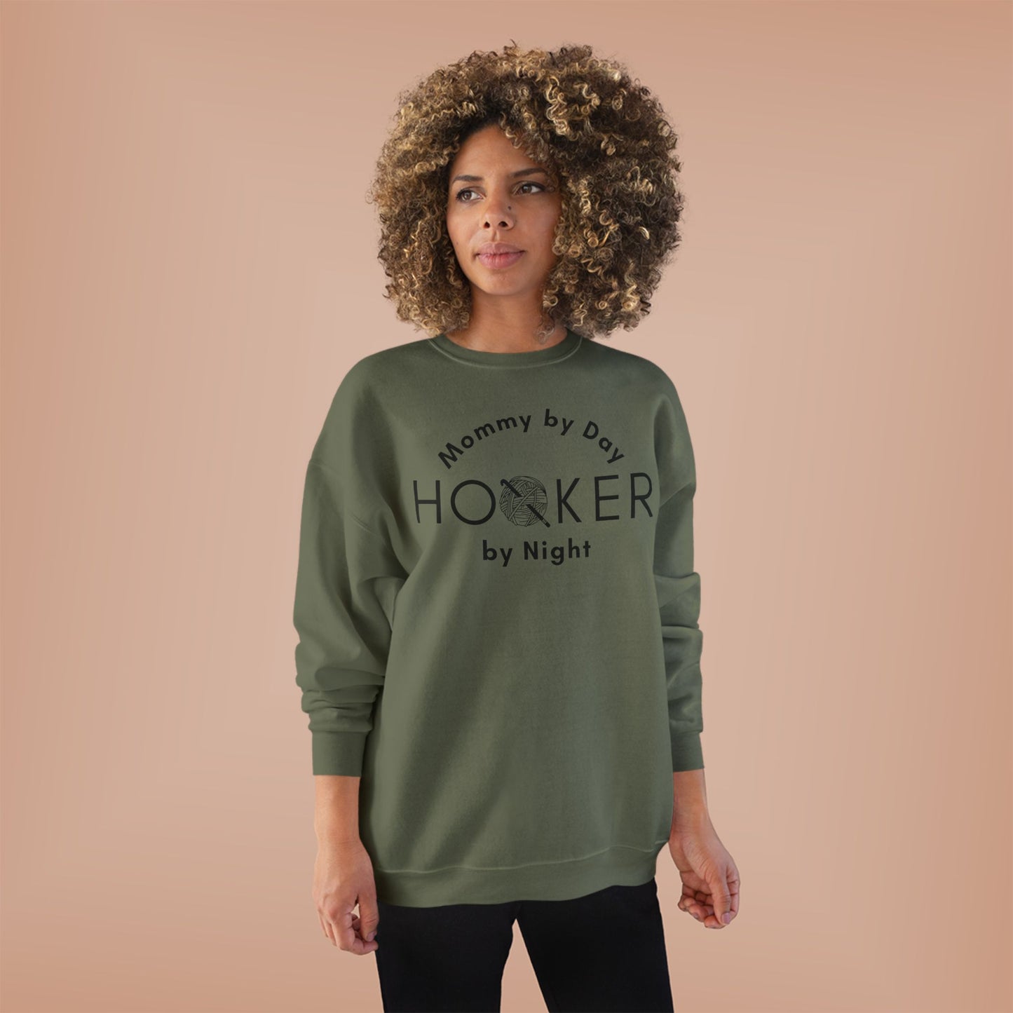 Mommy by Day Hooker by Night Sweatshirt – Funny Crochet Sweatshirt, Yarn Lover Gift, Crochet Humor Crewneck