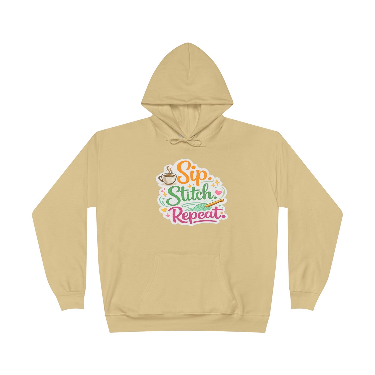 Sip. Stitch. Repeat.™ Hoodie – Cozy Crochet & Coffee Pullover for Makers | Yarn Lover Craft Hoodie