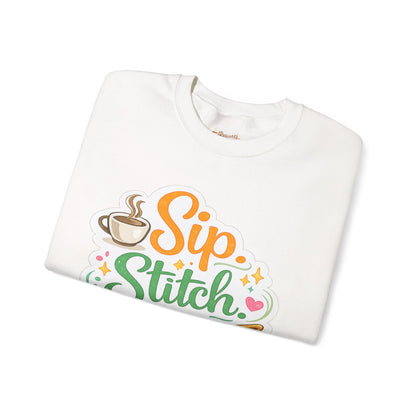 Sip. Stitch. Repeat.™ Sweatshirt — Cozy Maker Crewneck