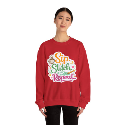 Sip. Stitch. Repeat.™ Sweatshirt — Cozy Maker Crewneck