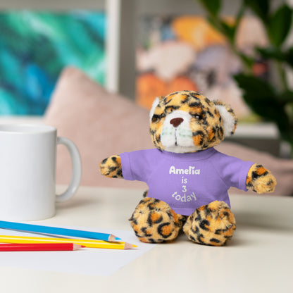 Personalized Birthday Plush Animal – Custom Name & Age Teddy, Bunny, Lion, Panda Gift for Kids