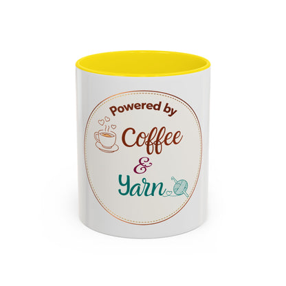 Powered by Coffee & Yarn Mug – Crochet Lover Coffee Cup | Knitting & Yarn Gift for Crocheters | Cozy Crafter Mug 11oz 15oz
