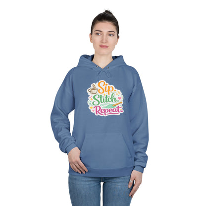 Sip. Stitch. Repeat.™ Hoodie – Cozy Crochet & Coffee Pullover for Makers | Yarn Lover Craft Hoodie