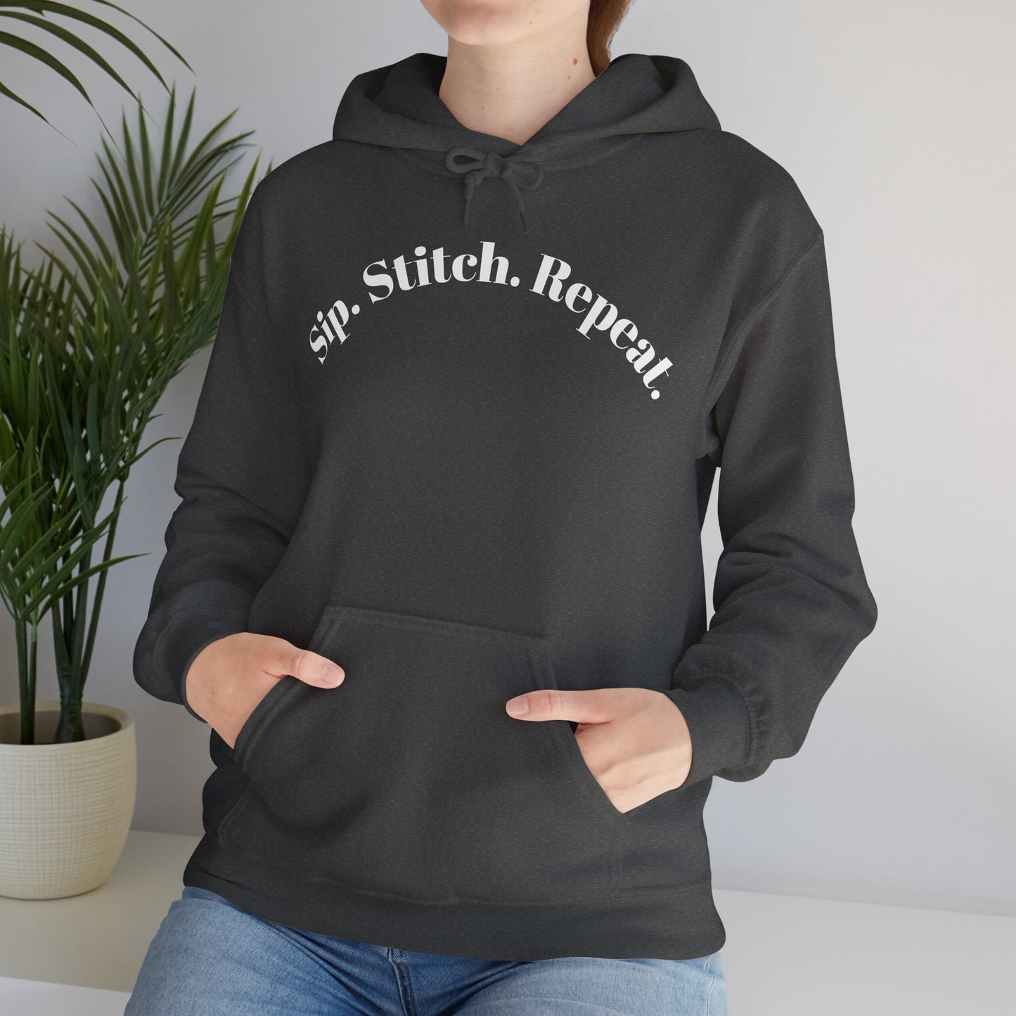 Sip. Stitch. Repeat.™ Hoodie – Cozy Crochet & Knitting Hoodie for Yarn Lovers | Crafting Pullover Sweatshirt