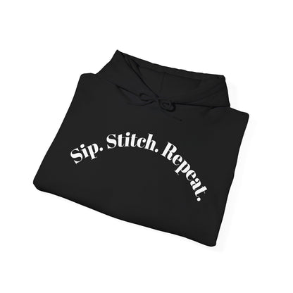 Sip. Stitch. Repeat.™ Hoodie – Cozy Crochet & Knitting Hoodie for Yarn Lovers | Crafting Pullover Sweatshirt