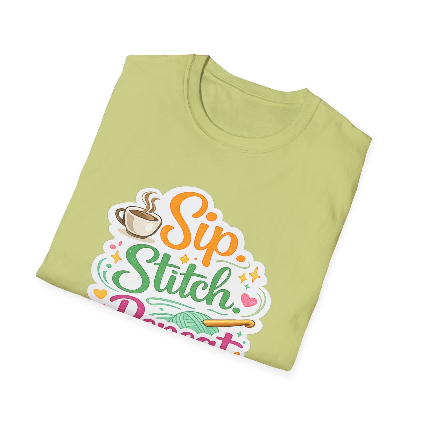 Sip. Stitch. Repeat.™ T-Shirt — Cute Crochet Knitting Crafter Tee
