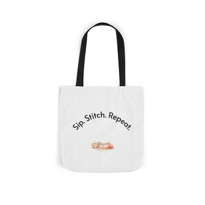Sip. Stitch. Repeat.™ Tote Bag  for Crochet Knitting Yarn Lover Crafter Project Bag