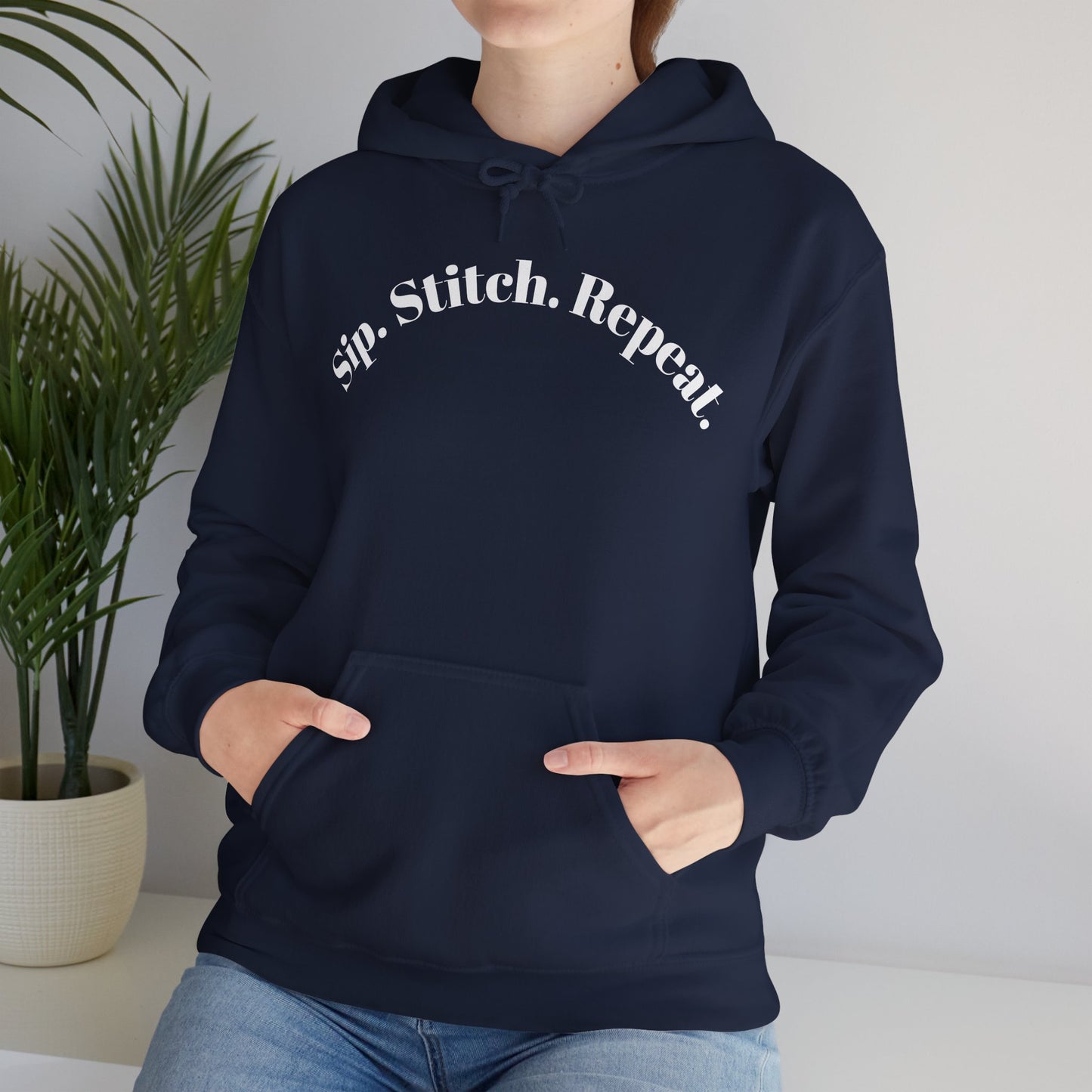 Sip. Stitch. Repeat.™ Hoodie – Cozy Crochet & Knitting Hoodie for Yarn Lovers | Crafting Pullover Sweatshirt
