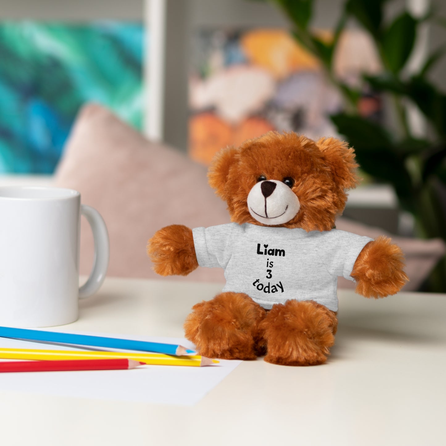 Personalized Birthday Plush Animal – Custom Name & Age Teddy, Bunny, Lion, Panda Gift for Kids
