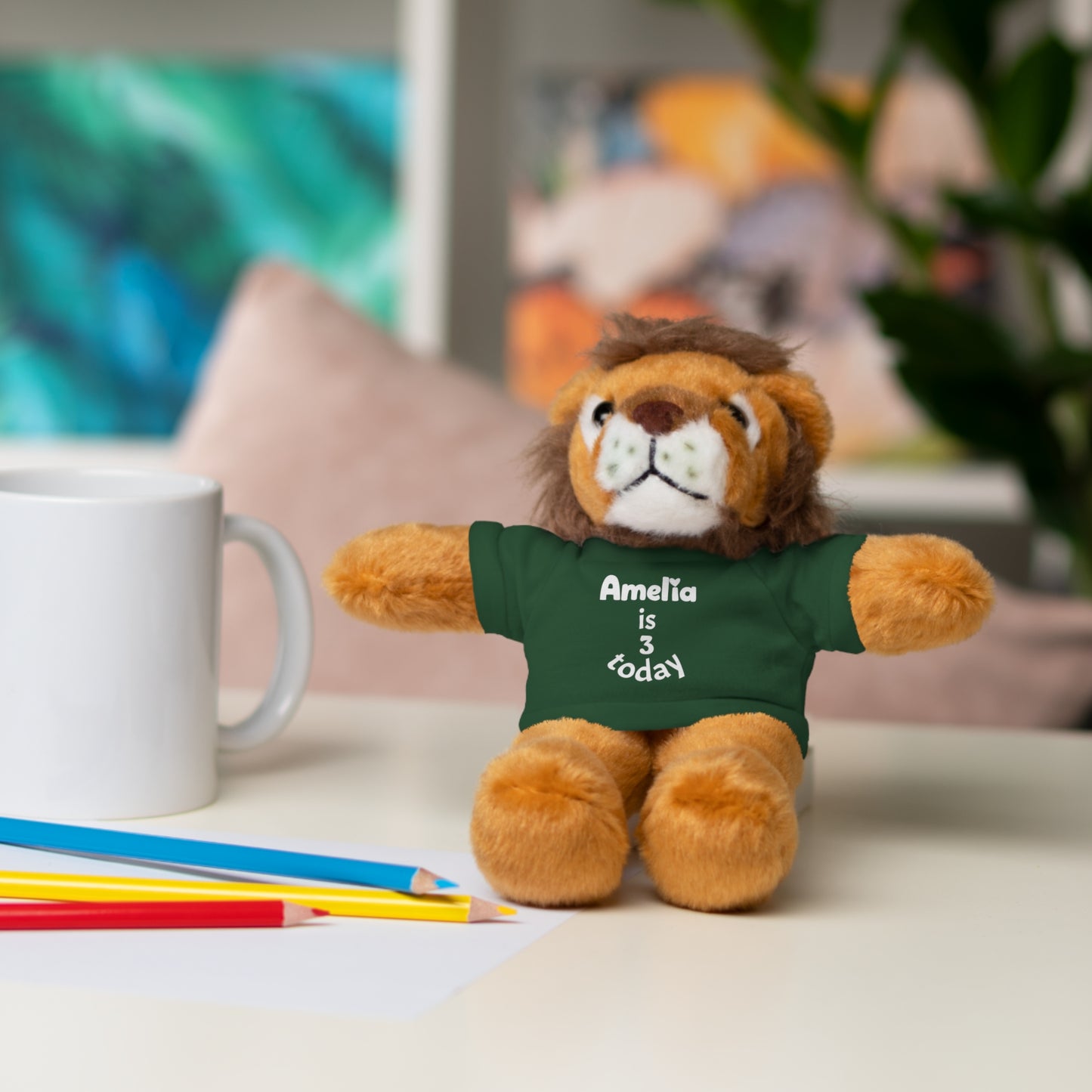 Personalized Birthday Plush Animal – Custom Name & Age Teddy, Bunny, Lion, Panda Gift for Kids