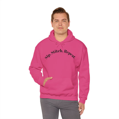 Sip. Stitch. Repeat.™ Hoodie – Cozy Crochet & Knitting Hoodie for Yarn Lovers | Crafting Pullover Sweatshirt