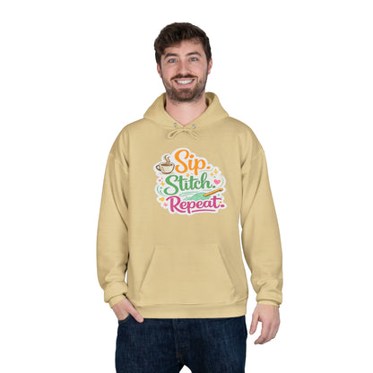 Sip. Stitch. Repeat.™ Hoodie – Cozy Crochet & Coffee Pullover for Makers | Yarn Lover Craft Hoodie