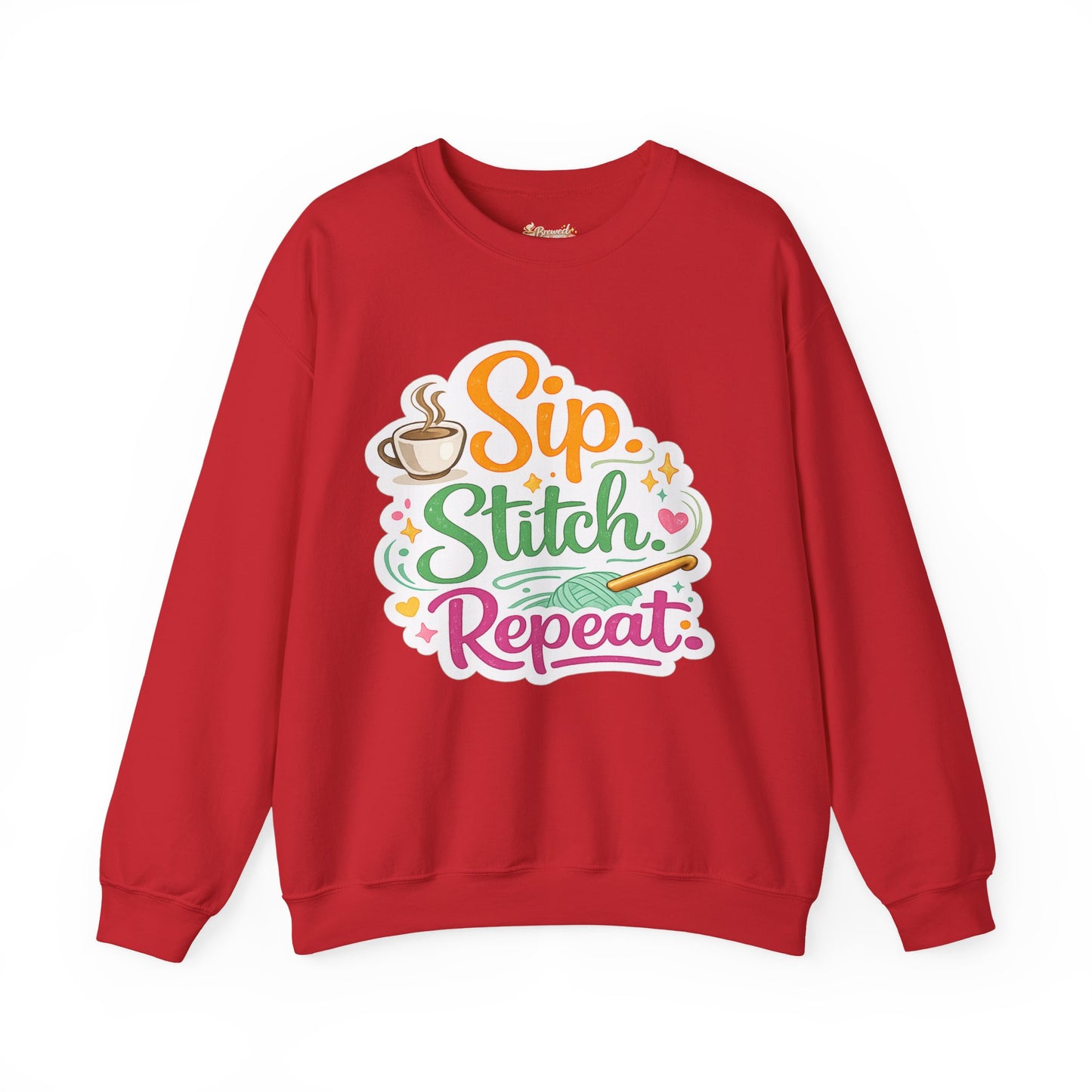 Sip. Stitch. Repeat.™ Sweatshirt — Cozy Maker Crewneck