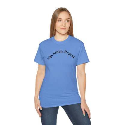 Sip. Stitch. Repeat.™ Shirt – Crochet & Knitting Lover Vintage Tee | Yarn Lover Gift | Cozy Crafter T-Shirt