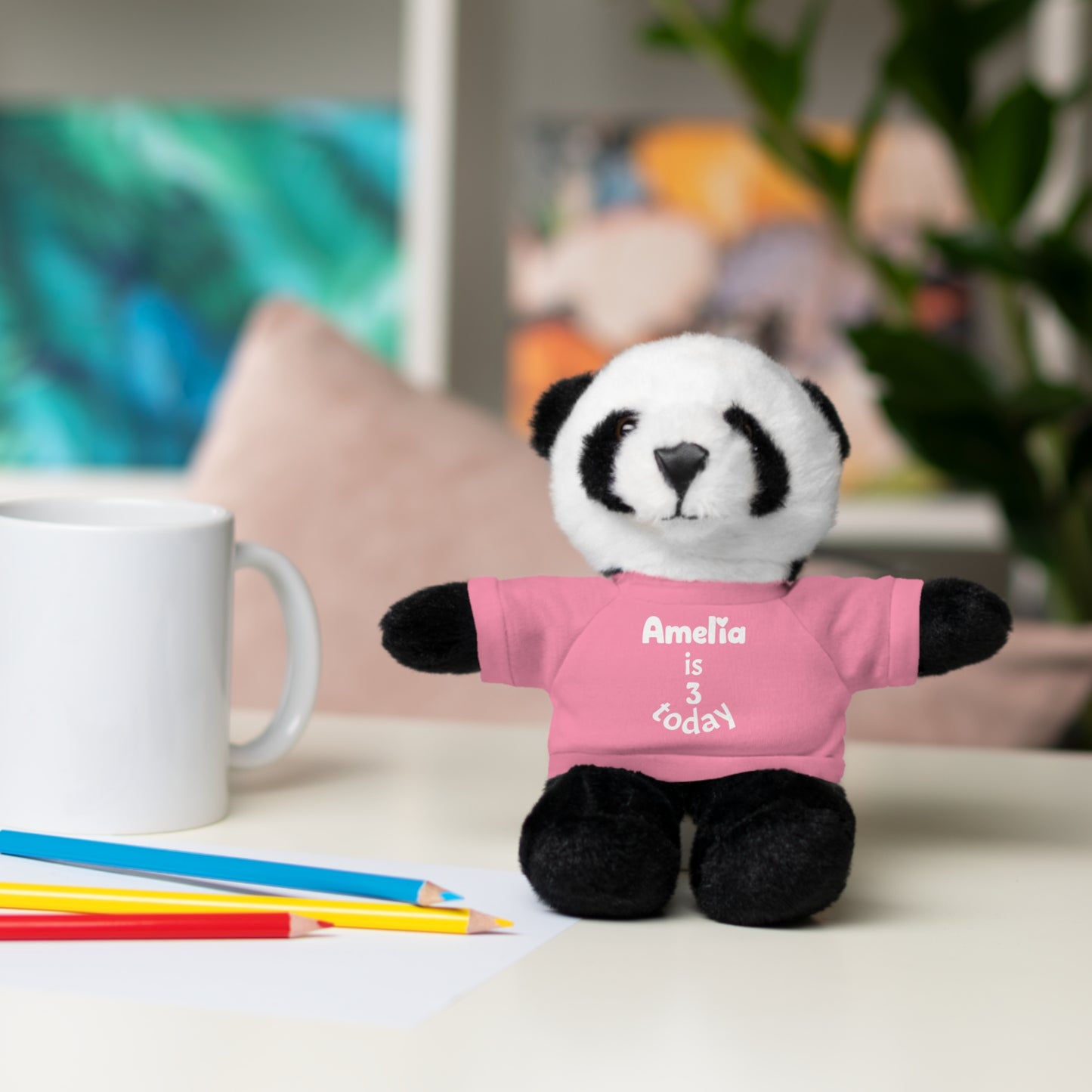 Personalized Birthday Plush Animal – Custom Name & Age Teddy, Bunny, Lion, Panda Gift for Kids