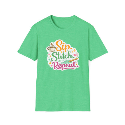 Sip. Stitch. Repeat.™ T-Shirt — Cute Crochet Knitting Crafter Tee
