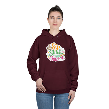 Sip. Stitch. Repeat.™ Hoodie – Cozy Crochet & Coffee Pullover for Makers | Yarn Lover Craft Hoodie