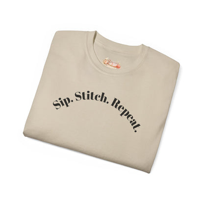 Sip. Stitch. Repeat.™ Shirt – Crochet & Knitting Lover Vintage Tee | Yarn Lover Gift | Cozy Crafter T-Shirt