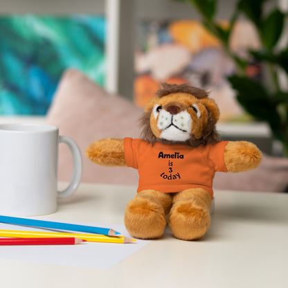 Personalized Birthday Plush Animal – Custom Name & Age Teddy, Bunny, Lion, Panda Gift for Kids