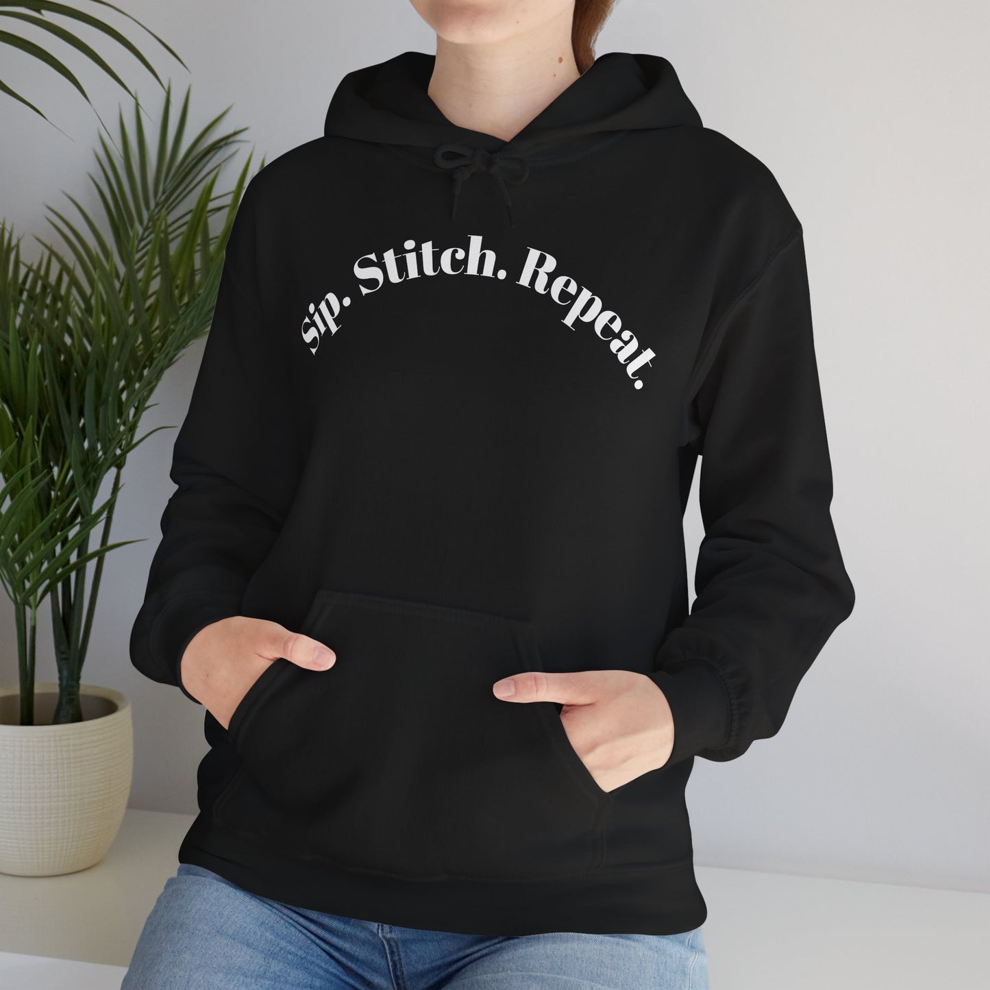 Sip. Stitch. Repeat.™ Hoodie – Cozy Crochet & Knitting Hoodie for Yarn Lovers | Crafting Pullover Sweatshirt