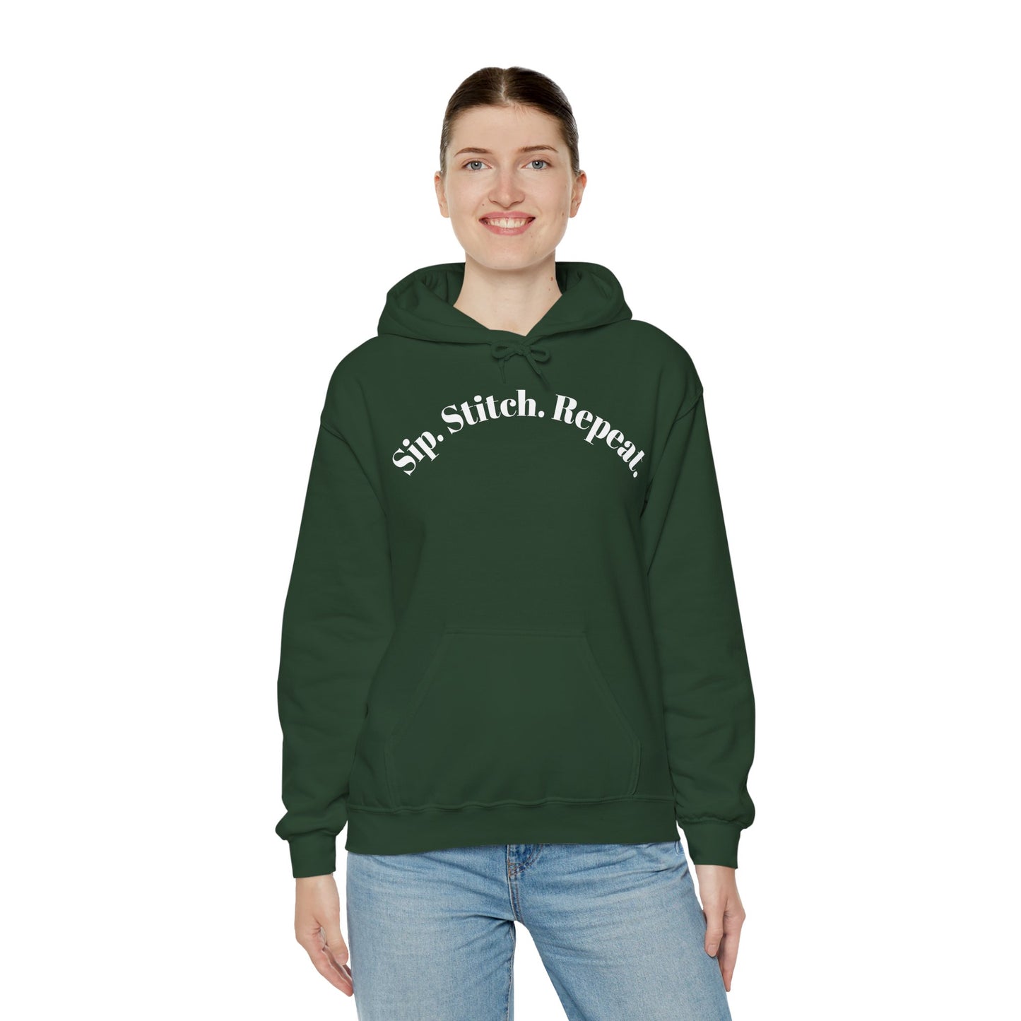 Sip. Stitch. Repeat.™ Hoodie – Cozy Crochet & Knitting Hoodie for Yarn Lovers | Crafting Pullover Sweatshirt