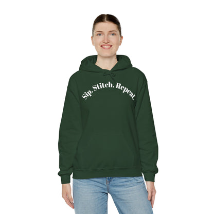 Sip. Stitch. Repeat.™ Hoodie – Cozy Crochet & Knitting Hoodie for Yarn Lovers | Crafting Pullover Sweatshirt