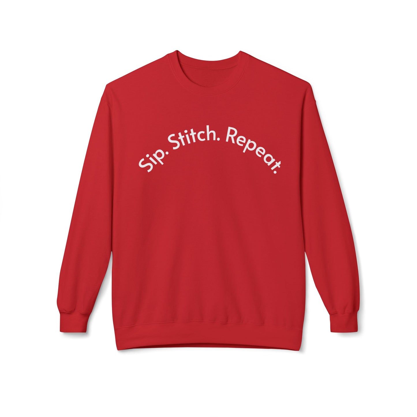 Sip Stitch Repeat™ Crochet & Knitting Sweatshirt – Brewed & Hooked Cozy Crewneck for Yarn Lovers, Coffee & Crochet Gift