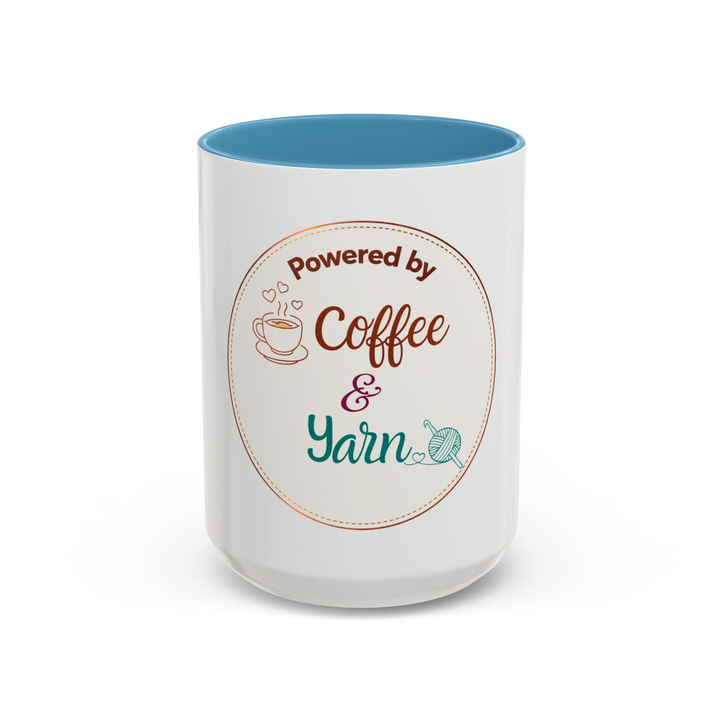 Powered by Coffee & Yarn Mug – Crochet Lover Coffee Cup | Knitting & Yarn Gift for Crocheters | Cozy Crafter Mug 11oz 15oz