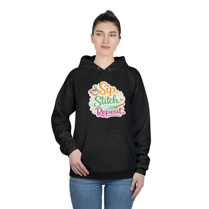 Sip. Stitch. Repeat.™ Hoodie – Cozy Crochet & Coffee Pullover for Makers | Yarn Lover Craft Hoodie