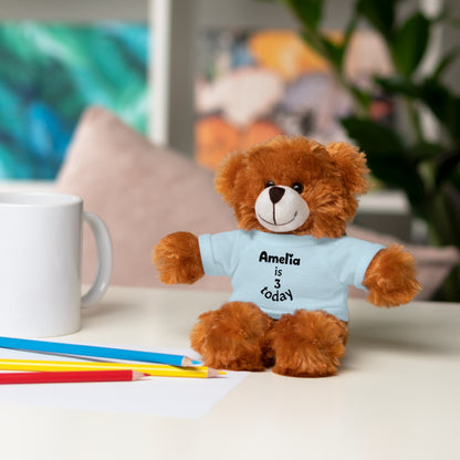 Personalized Birthday Plush Animal – Custom Name & Age Teddy, Bunny, Lion, Panda Gift for Kids