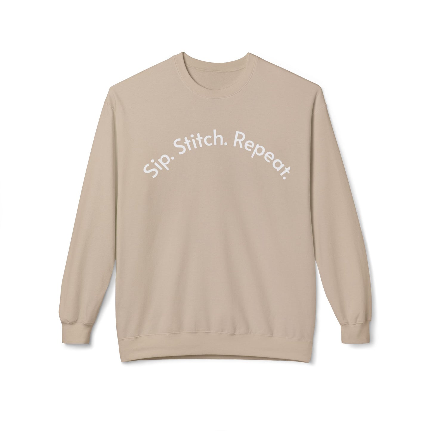 Sip Stitch Repeat™ Crochet & Knitting Sweatshirt – Brewed & Hooked Cozy Crewneck for Yarn Lovers, Coffee & Crochet Gift