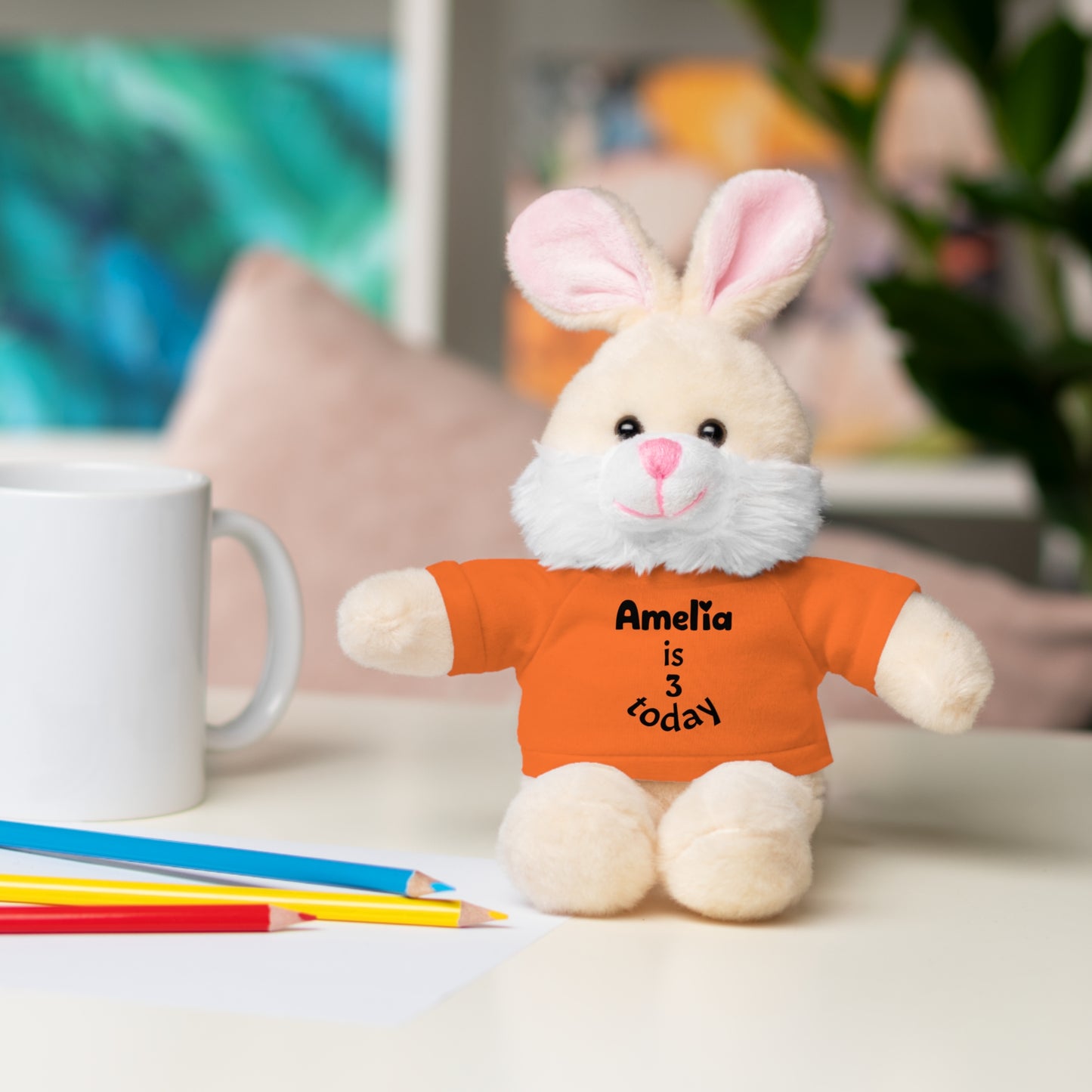Personalized Birthday Plush Animal – Custom Name & Age Teddy, Bunny, Lion, Panda Gift for Kids
