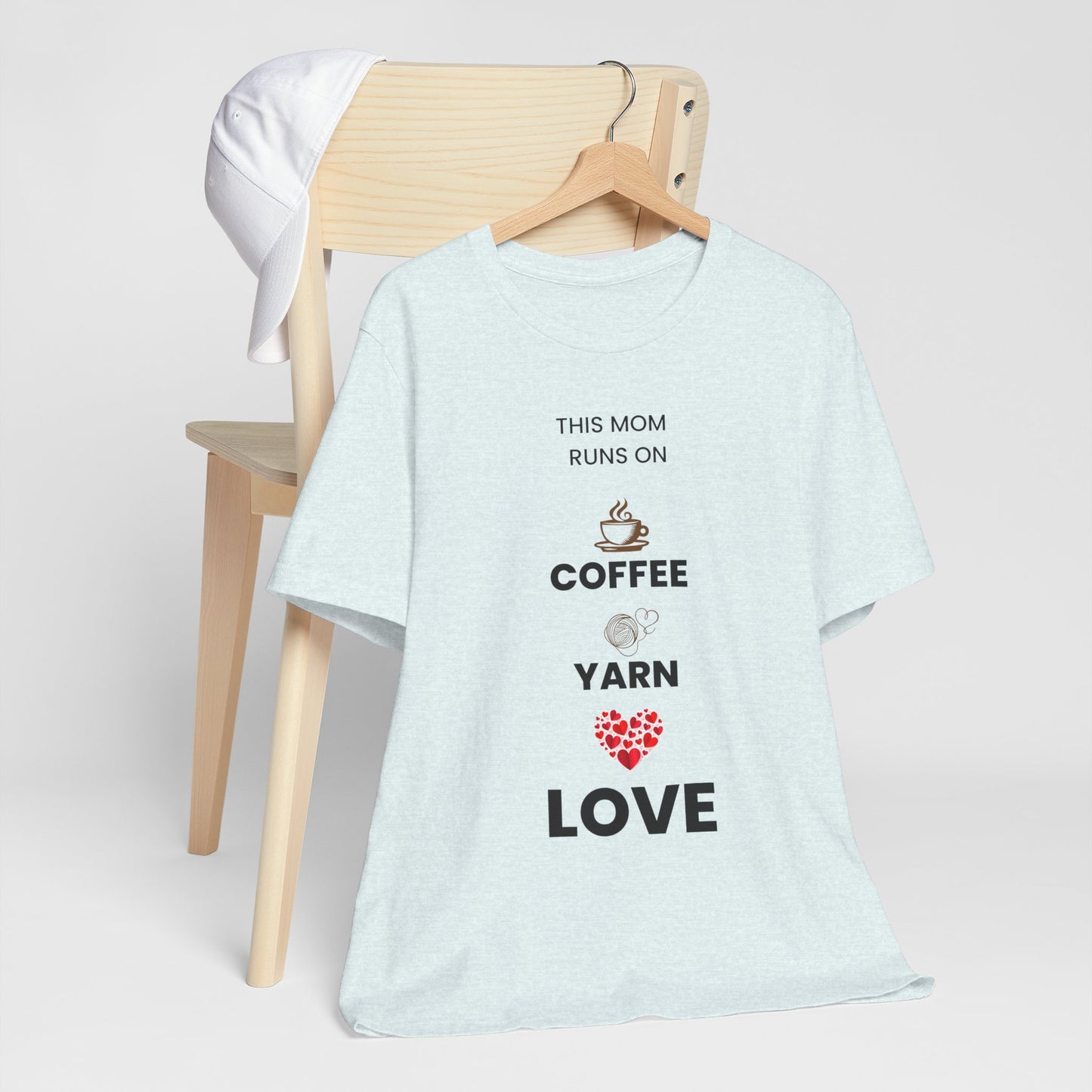 Coffee Yarn Love T-Shirt – This Mom Runs on Coffee & Yarn Tee, Crochet Lover Gift, Knitting Mom Shirt, Mother Grandma Aunt Gift Idea