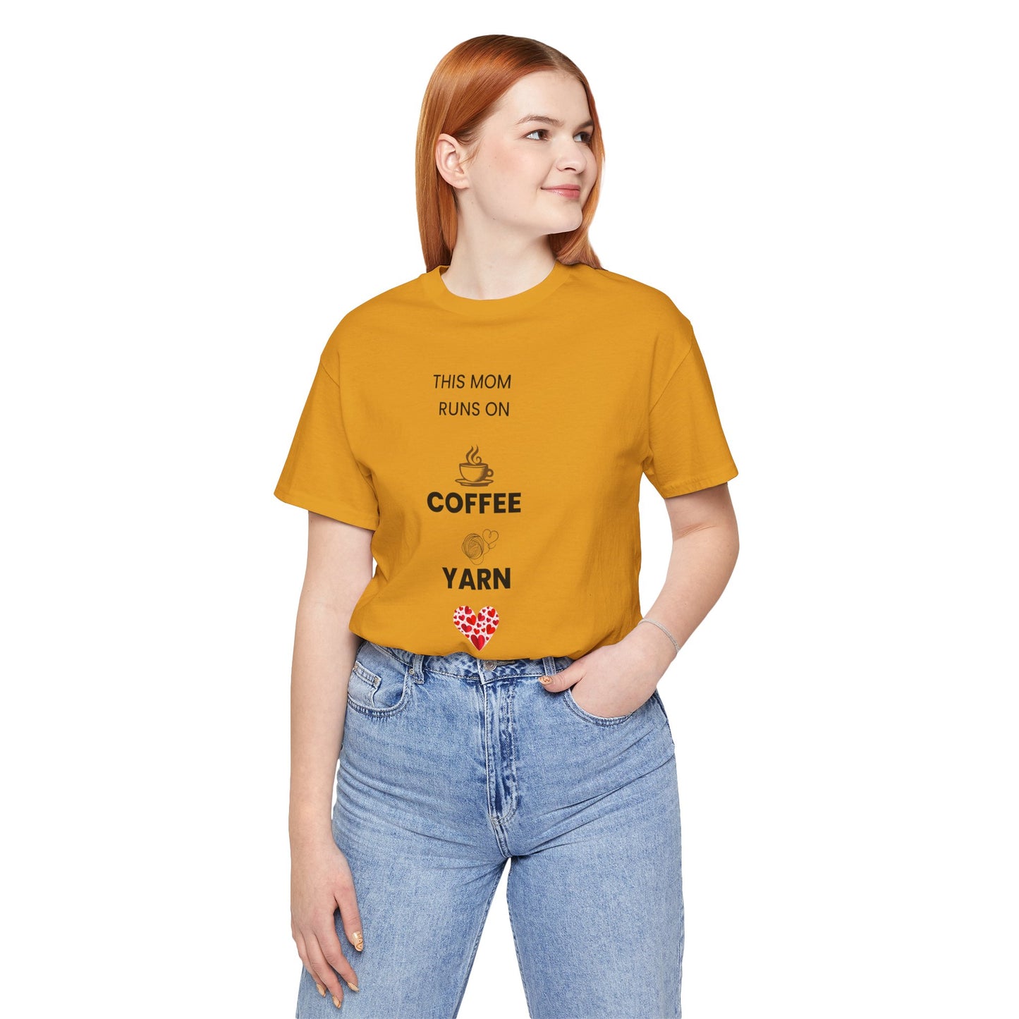 Coffee Yarn Love T-Shirt – This Mom Runs on Coffee & Yarn Tee, Crochet Lover Gift, Knitting Mom Shirt, Mother Grandma Aunt Gift Idea