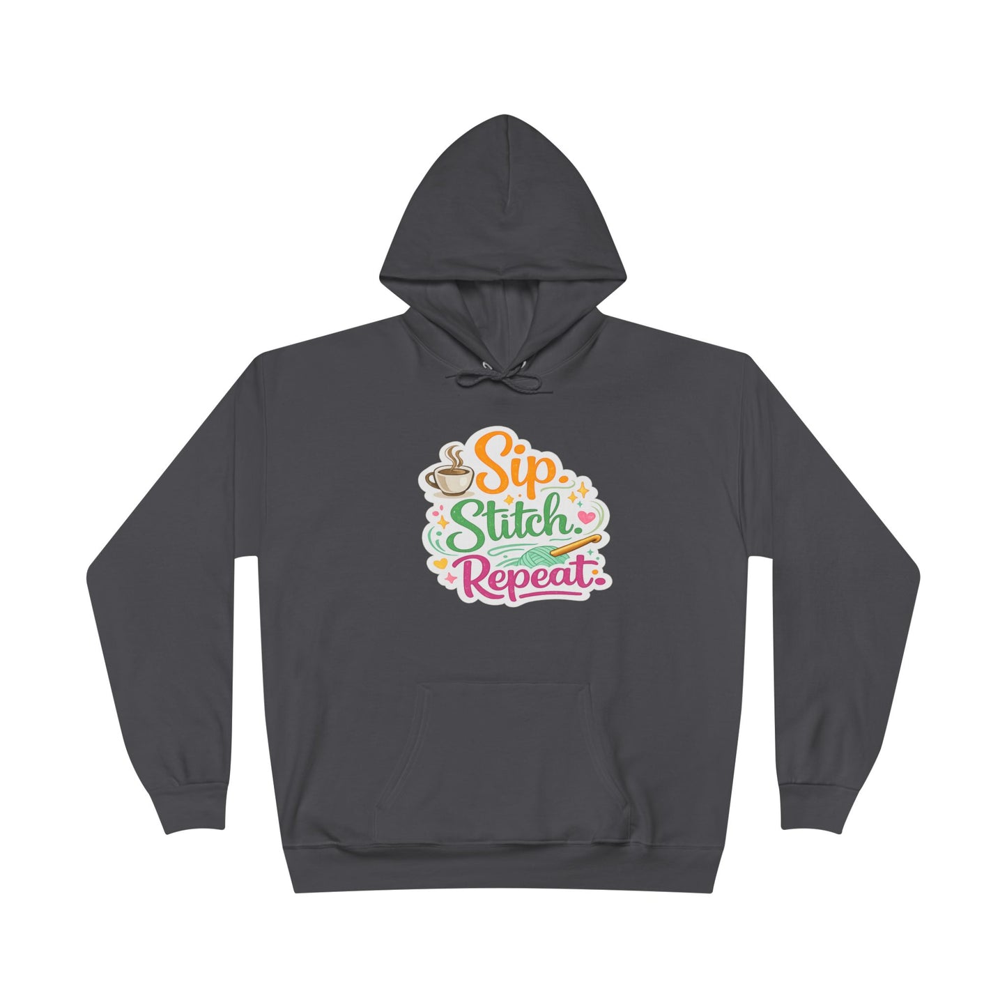 Sip. Stitch. Repeat.™ Hoodie – Cozy Crochet & Coffee Pullover for Makers | Yarn Lover Craft Hoodie