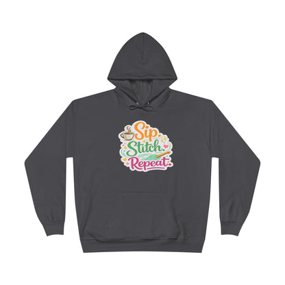 Sip. Stitch. Repeat.™ Hoodie – Cozy Crochet & Coffee Pullover for Makers | Yarn Lover Craft Hoodie