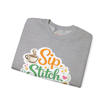 Sip. Stitch. Repeat.™ Sweatshirt — Cozy Maker Crewneck