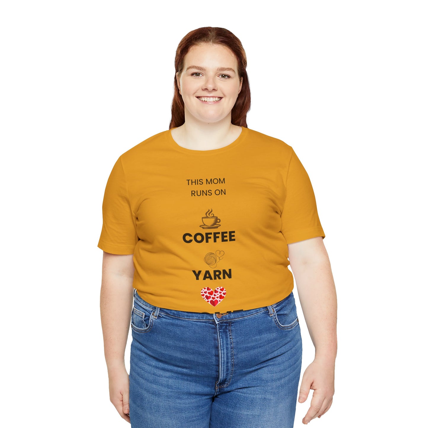 Coffee Yarn Love T-Shirt – This Mom Runs on Coffee & Yarn Tee, Crochet Lover Gift, Knitting Mom Shirt, Mother Grandma Aunt Gift Idea