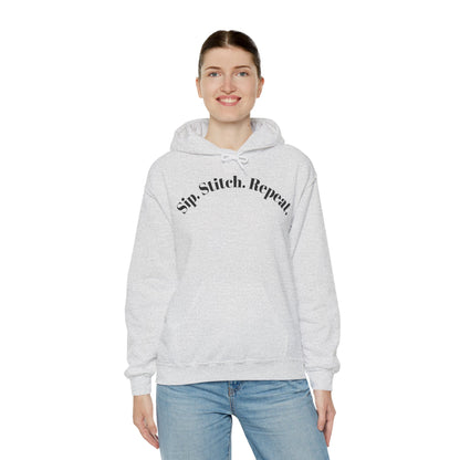 Sip. Stitch. Repeat.™ Hoodie – Cozy Crochet & Knitting Hoodie for Yarn Lovers | Crafting Pullover Sweatshirt