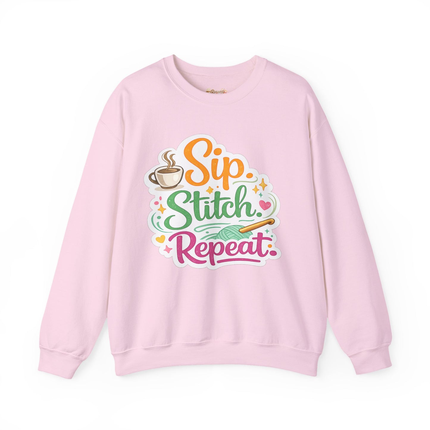 Sip. Stitch. Repeat.™ Sweatshirt — Cozy Maker Crewneck