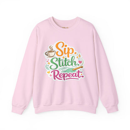 Sip. Stitch. Repeat.™ Sweatshirt — Cozy Maker Crewneck