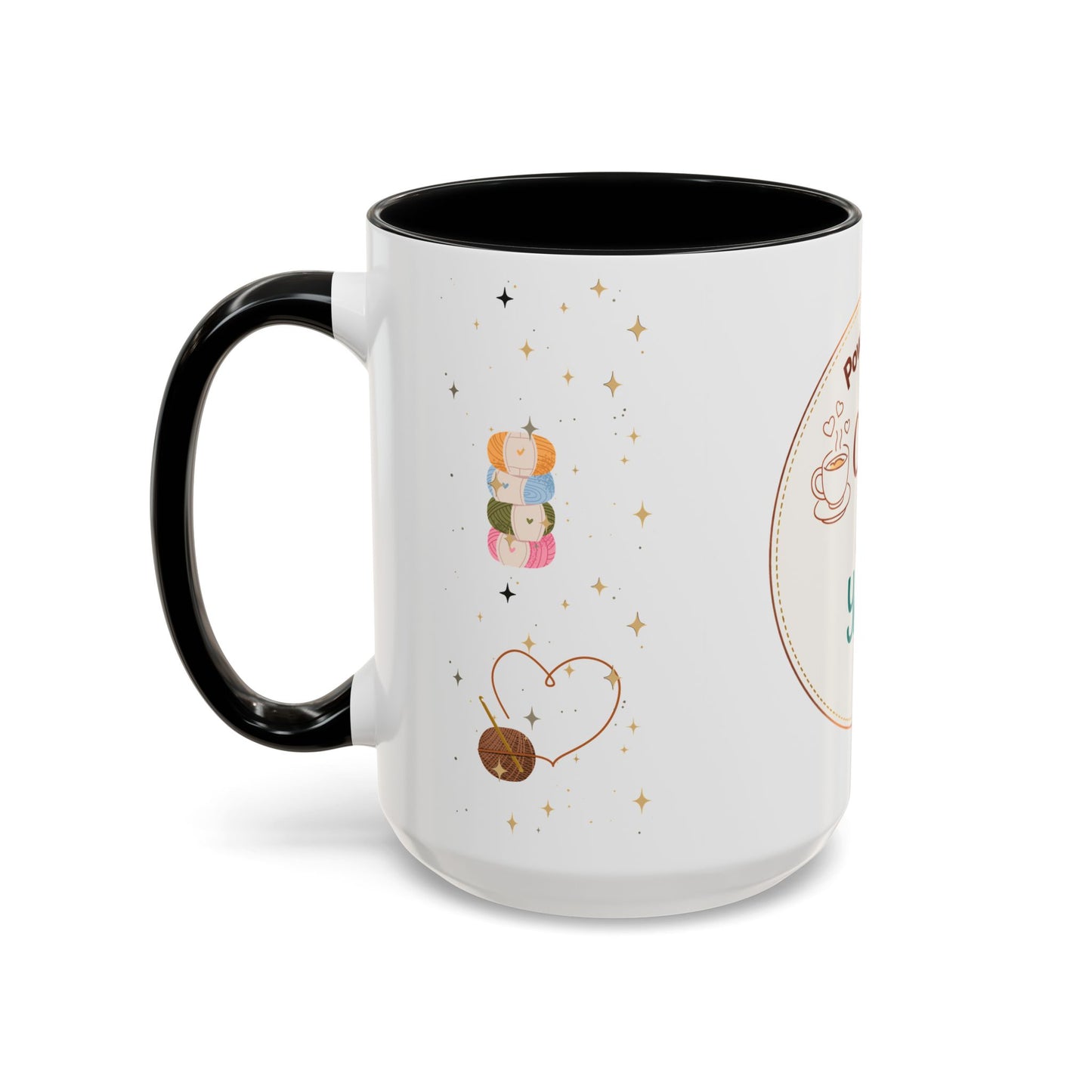 Powered by Coffee & Yarn Mug – Crochet Lover Coffee Cup | Knitting & Yarn Gift for Crocheters | Cozy Crafter Mug 11oz 15oz
