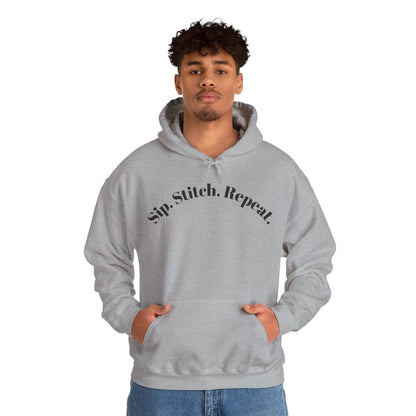 Sip. Stitch. Repeat.™ Hoodie – Cozy Crochet & Knitting Hoodie for Yarn Lovers | Crafting Pullover Sweatshirt