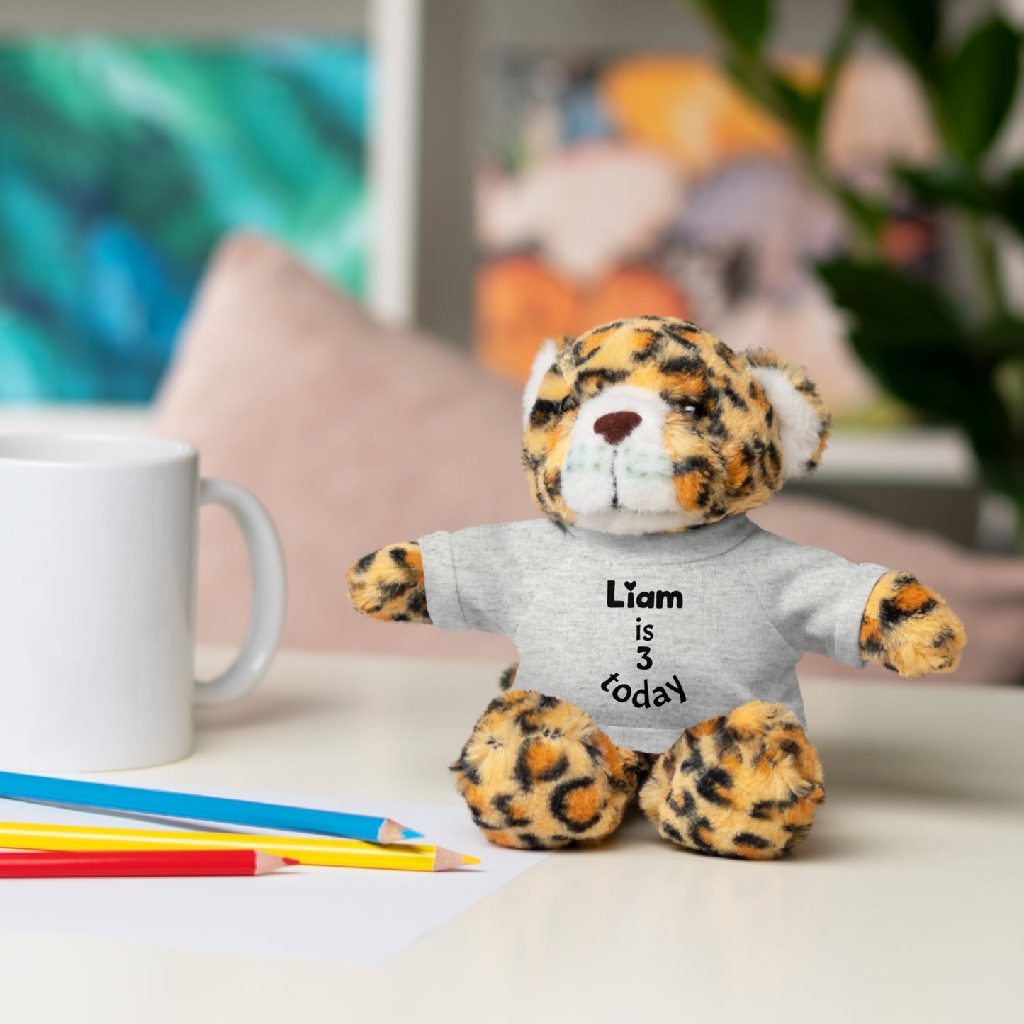 Personalized Birthday Plush Animal – Custom Name & Age Teddy, Bunny, Lion, Panda Gift for Kids