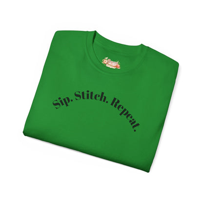 Sip. Stitch. Repeat.™ Shirt – Crochet & Knitting Lover Vintage Tee | Yarn Lover Gift | Cozy Crafter T-Shirt